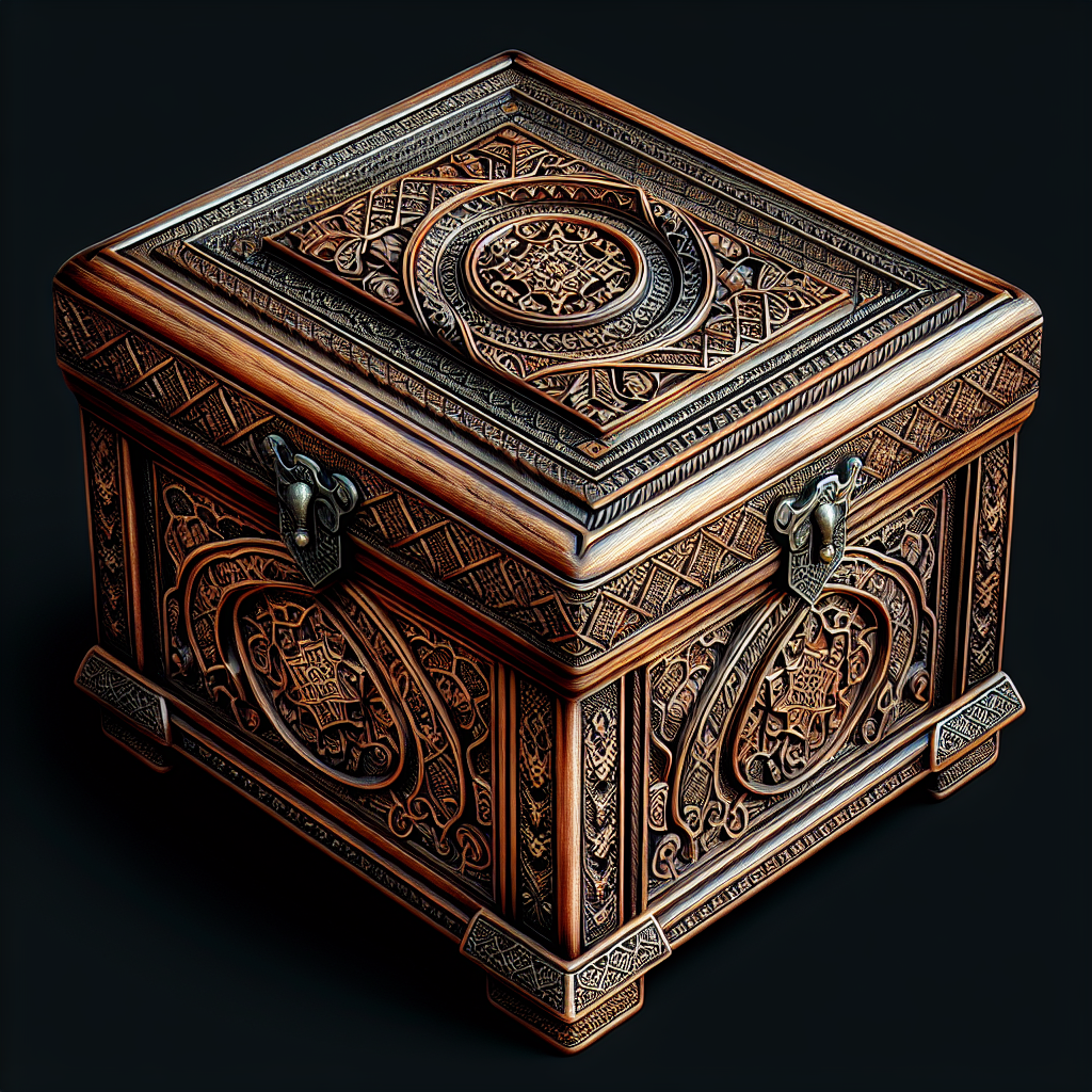 جعبه چوبی منبت کاری شده و پتینه